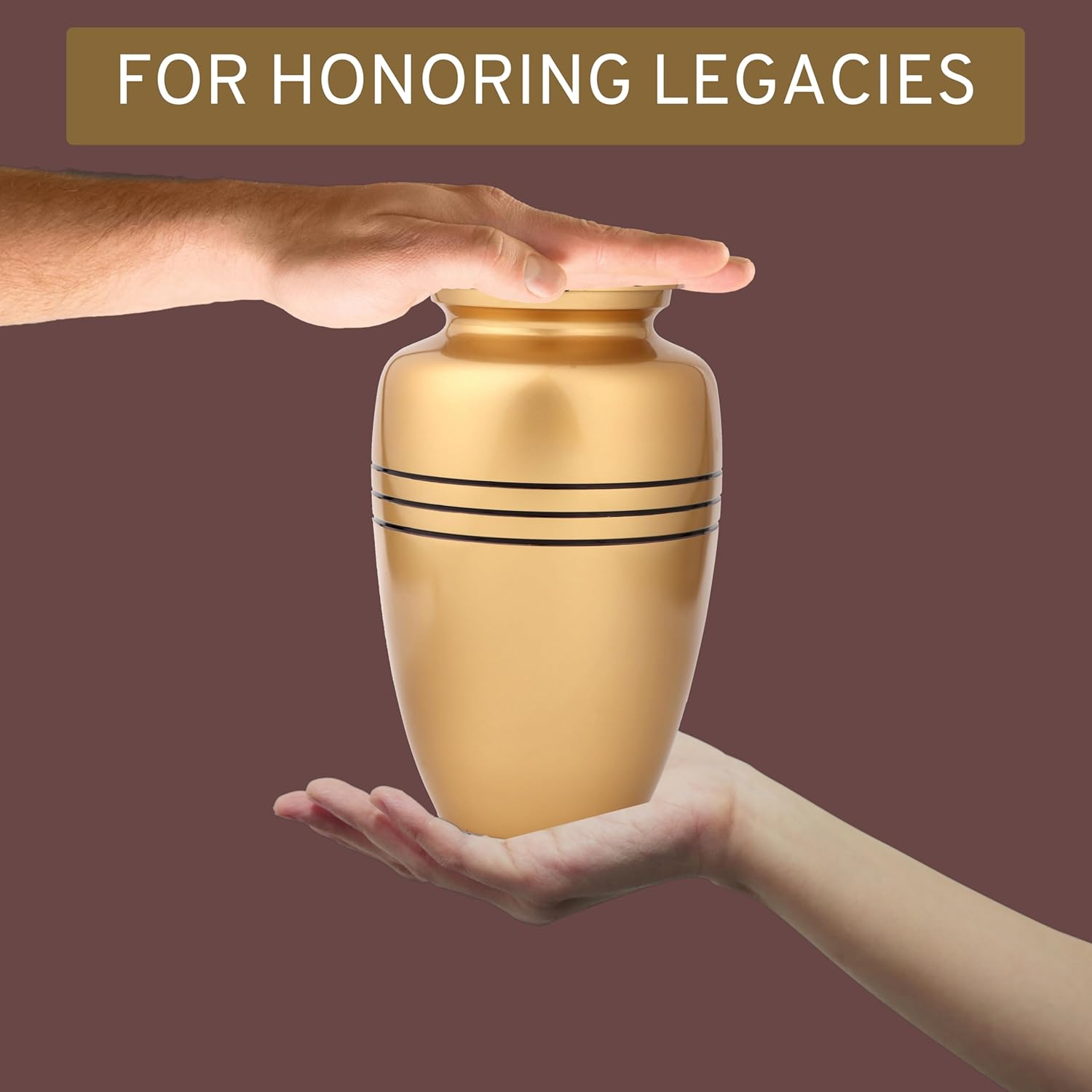 11 Inch Gold Black Cremation Urn for Adult