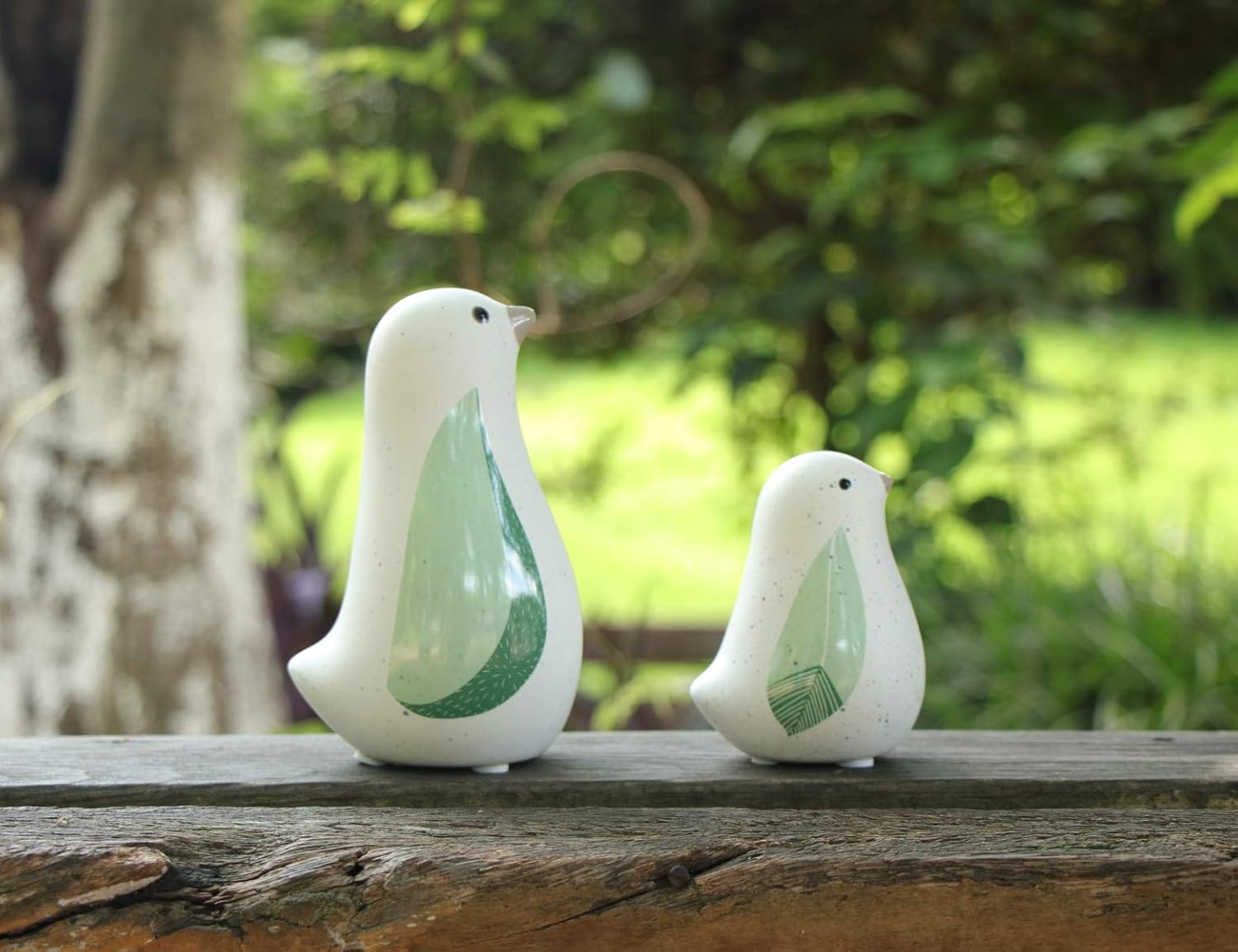 Unique Sitting Birds Figurines Set of 2