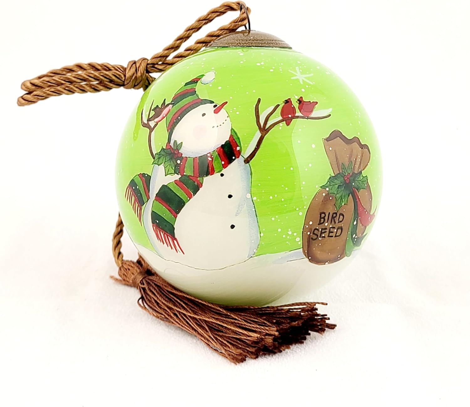 Snowman Feeding Birds LiBien Glass Collectible