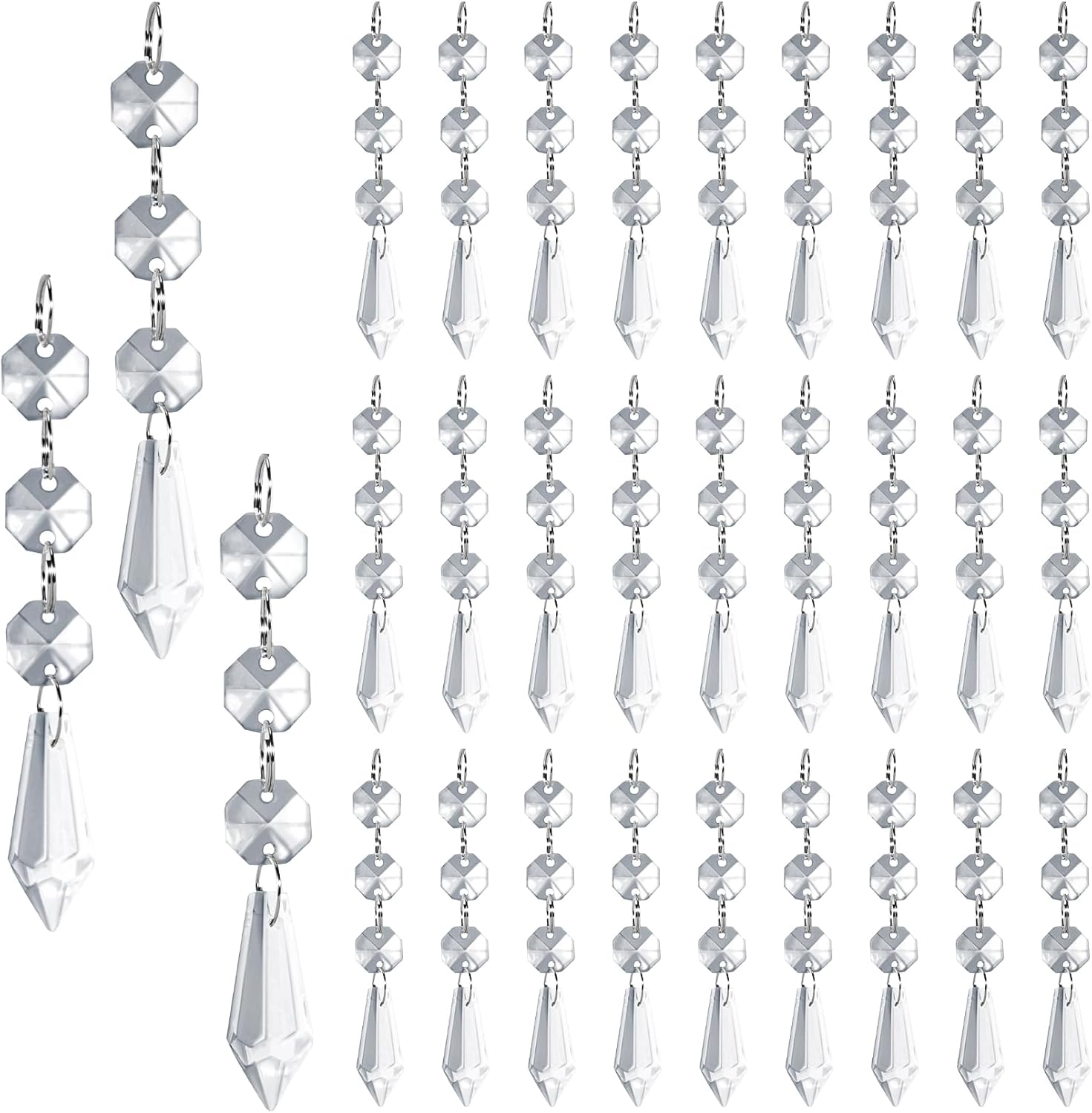 30PCS Christmas Crystal Ornaments - Clear Icicle Hanging Decor