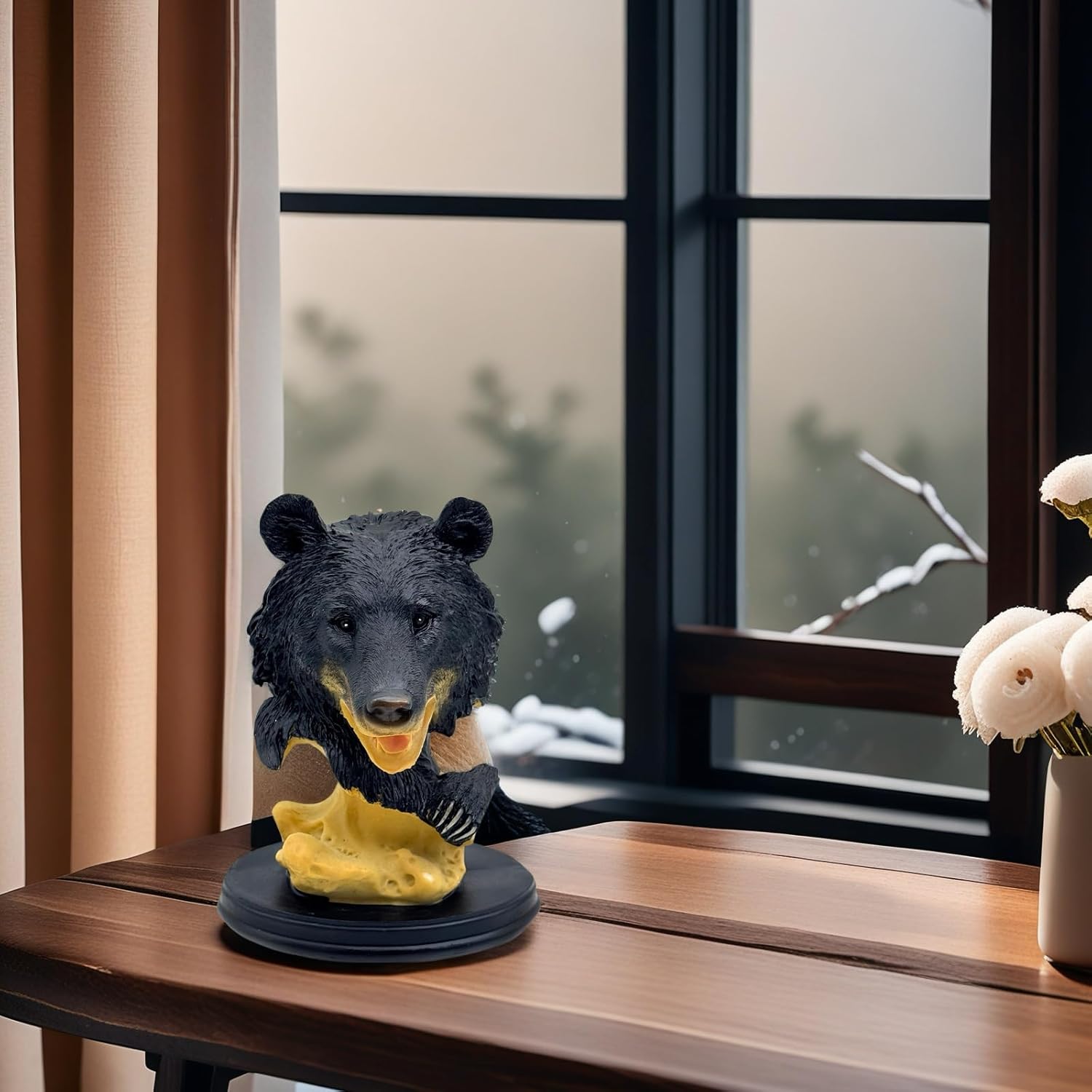 Black Bear Head Statue Figurine Home Decor