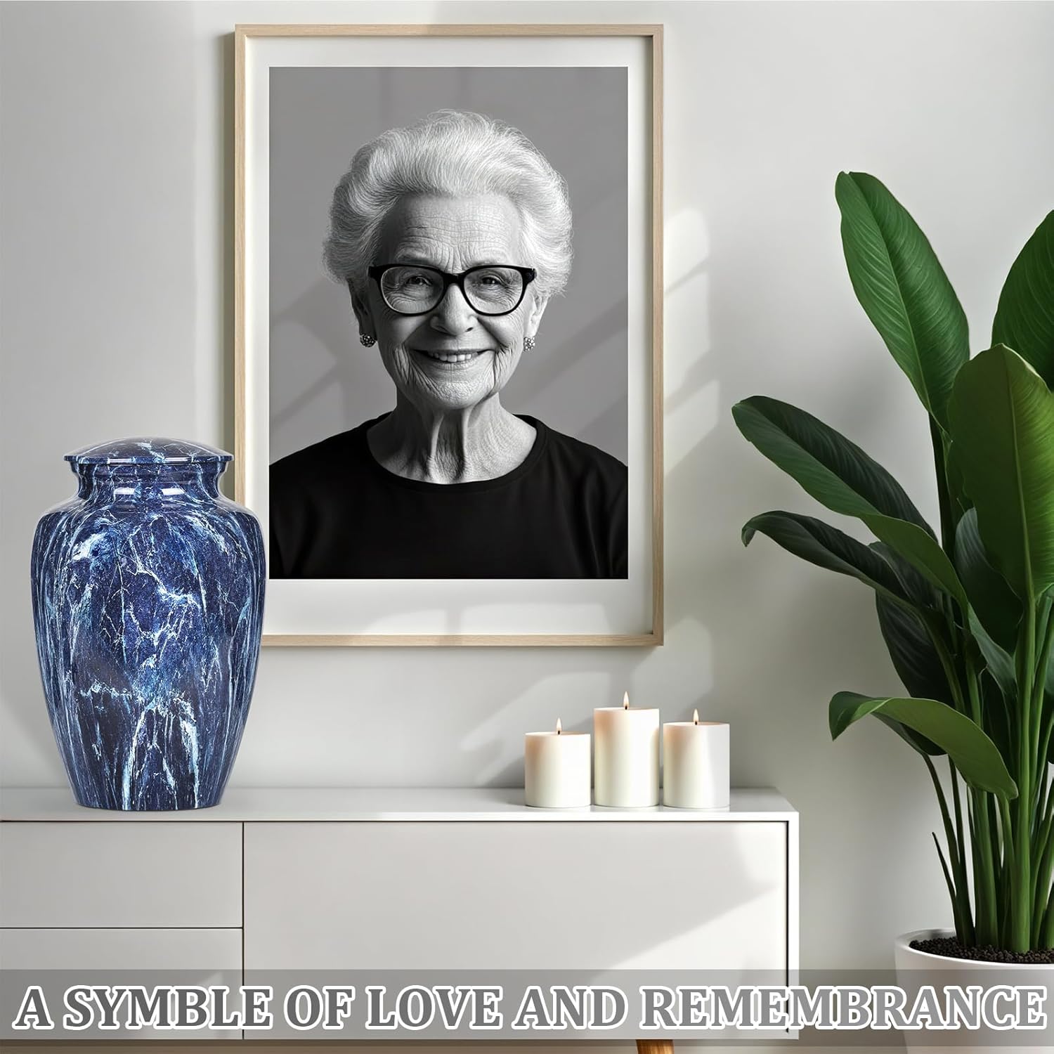 Premium Blue Marble Cremation Urn for Human Ashes