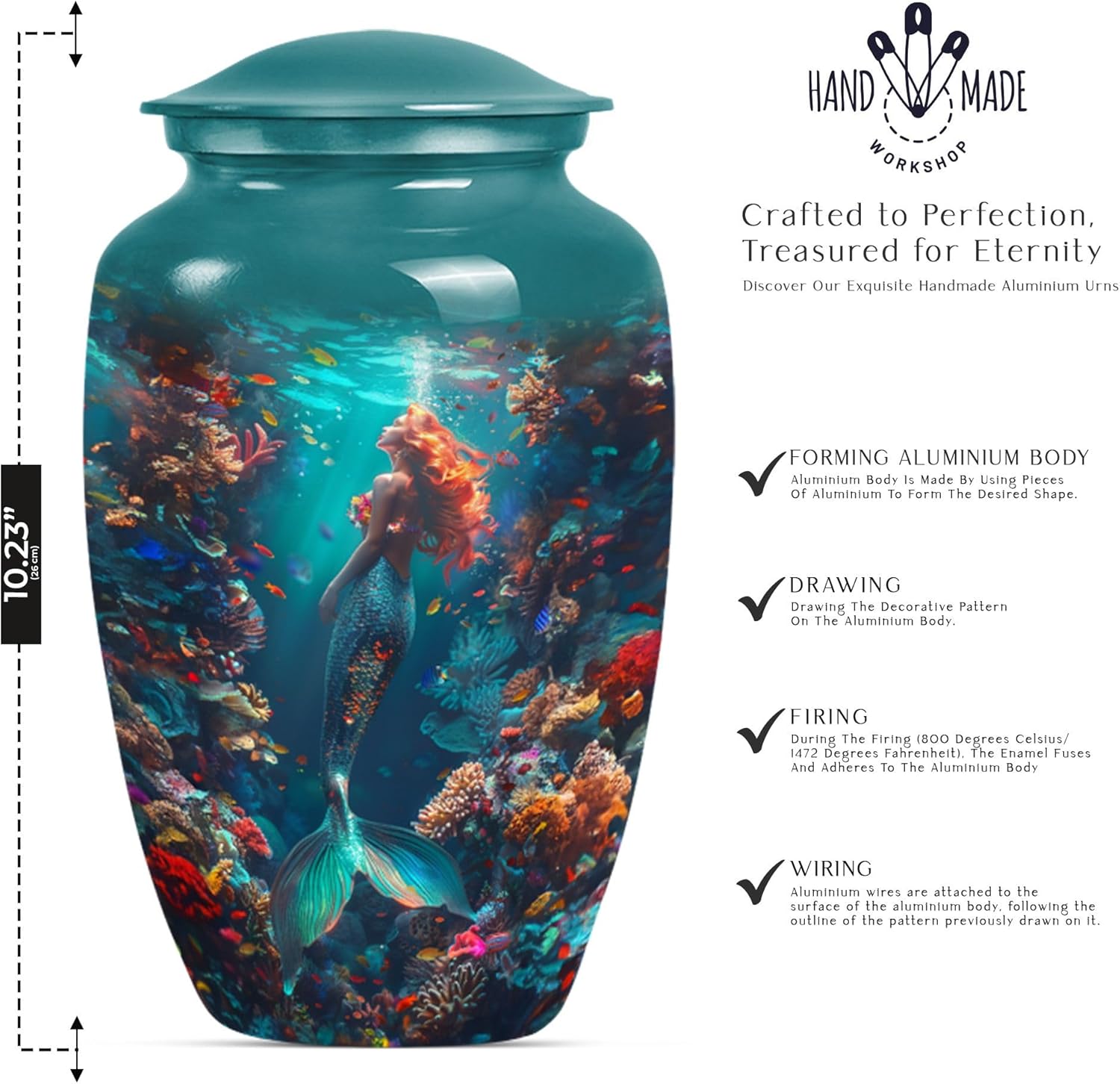 Mermaid Kingdom Cremation Urn - 10 Inch Decorative Ash Urn