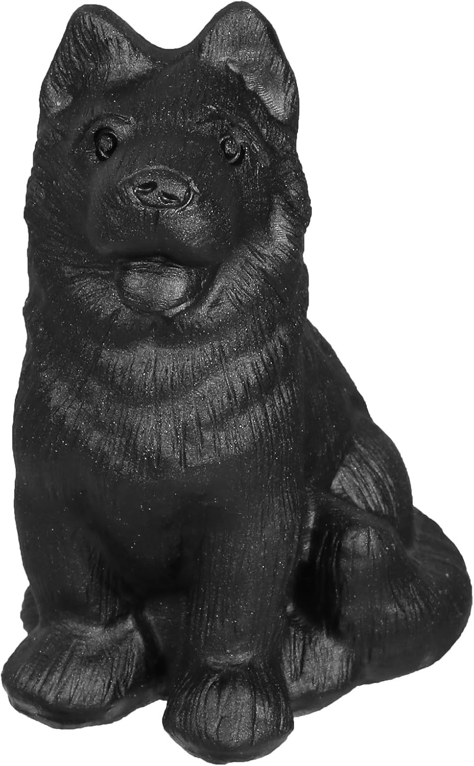 Hand-Carved Black Obsidian German Shepherd Dog Statue