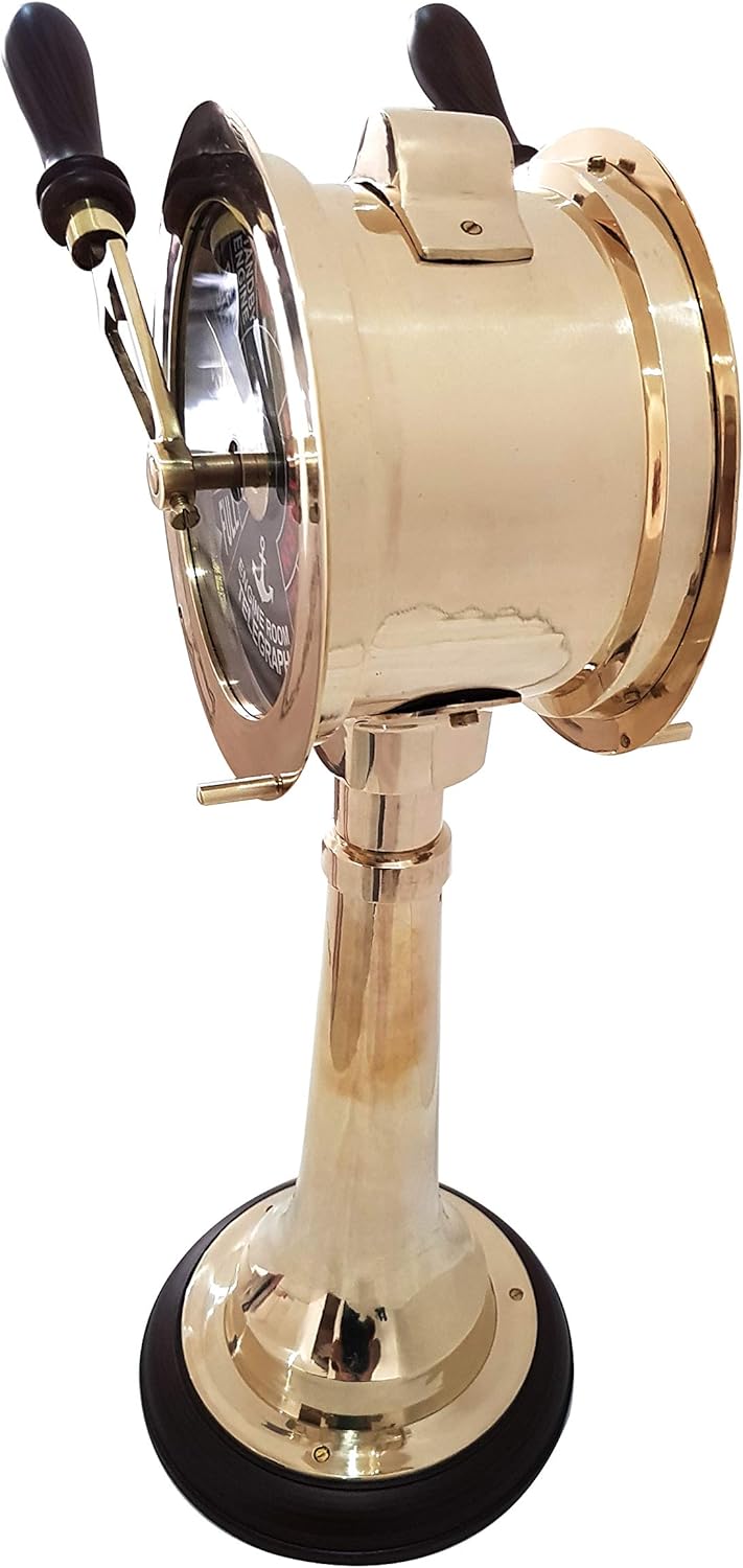 Vintage 21 Inch Brass Ship Telegraph with Wooden Base