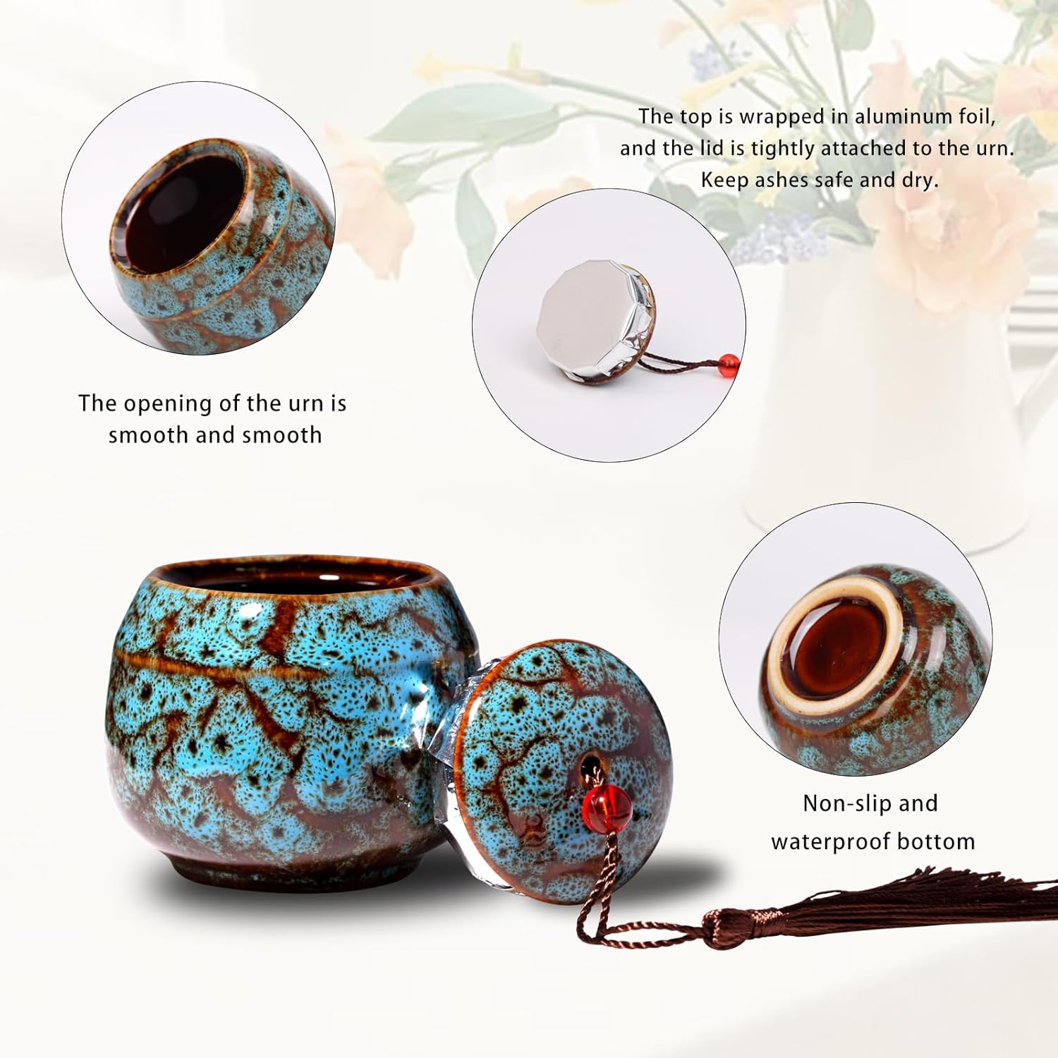 Set of 6 Mini Ceramic Urns for Human Ashes Keepsake