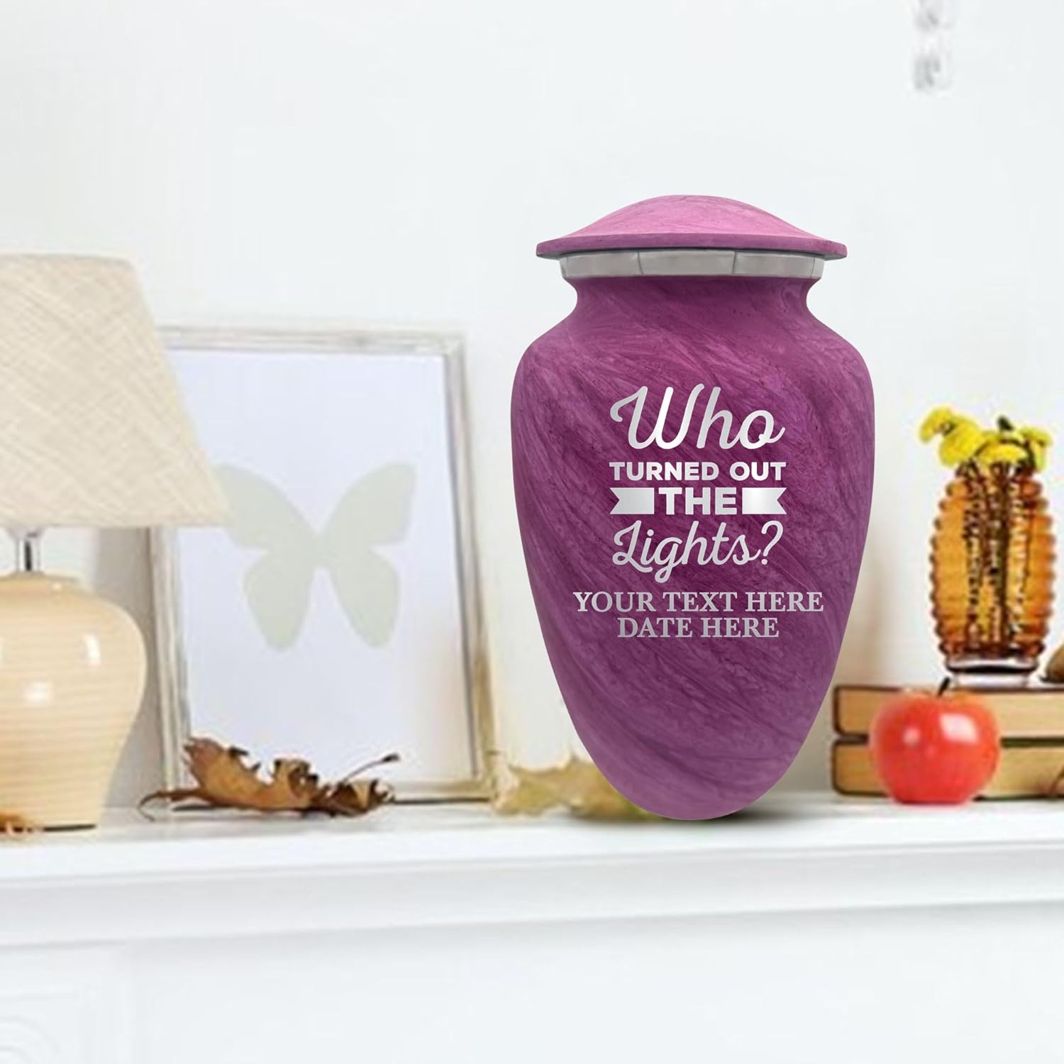 Custom Large Cremation Urn with Funny Design and Name - 200 Cubic Inch Pink