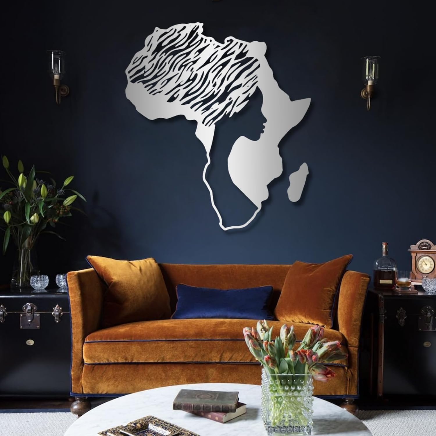 Yemwot African Woman Gold Metal Wall Art 29x33