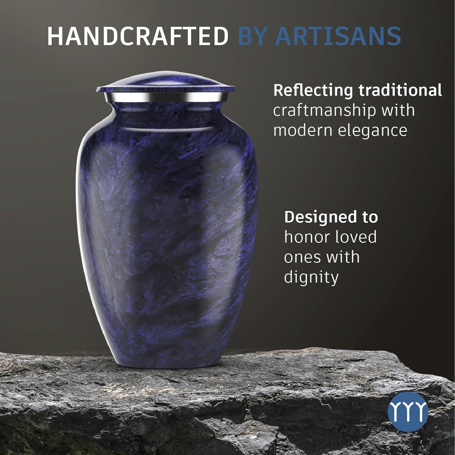Modern Memorials Cremation Urn Purple Marble Finish