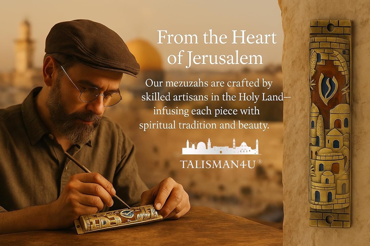 TALISMAN4U Gold Enamel Mezuzah Case with Scroll