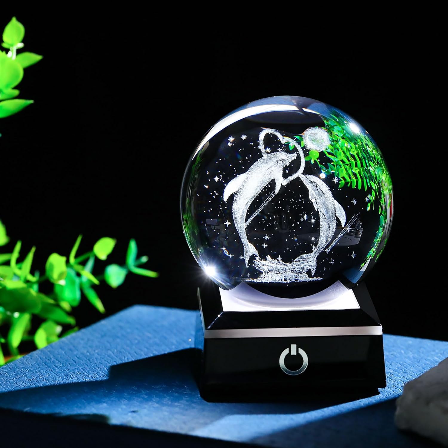 3D Crystal Ball Dolphin Night Light Decor