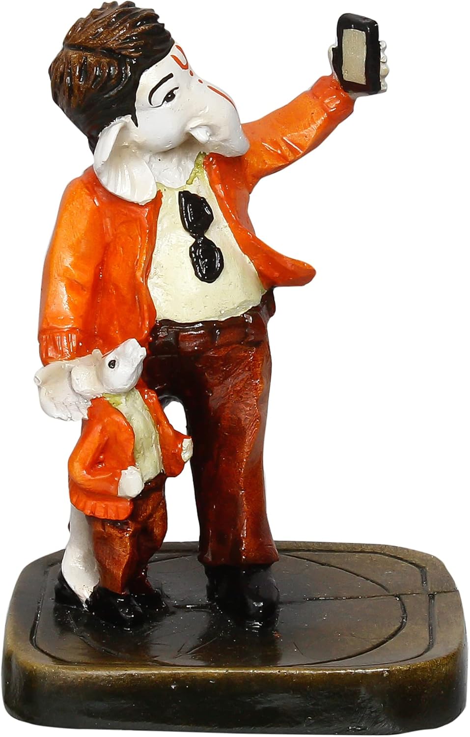 Handcrafted Polyresin Lord Ganesha Selfie Idol Decor Showpiece