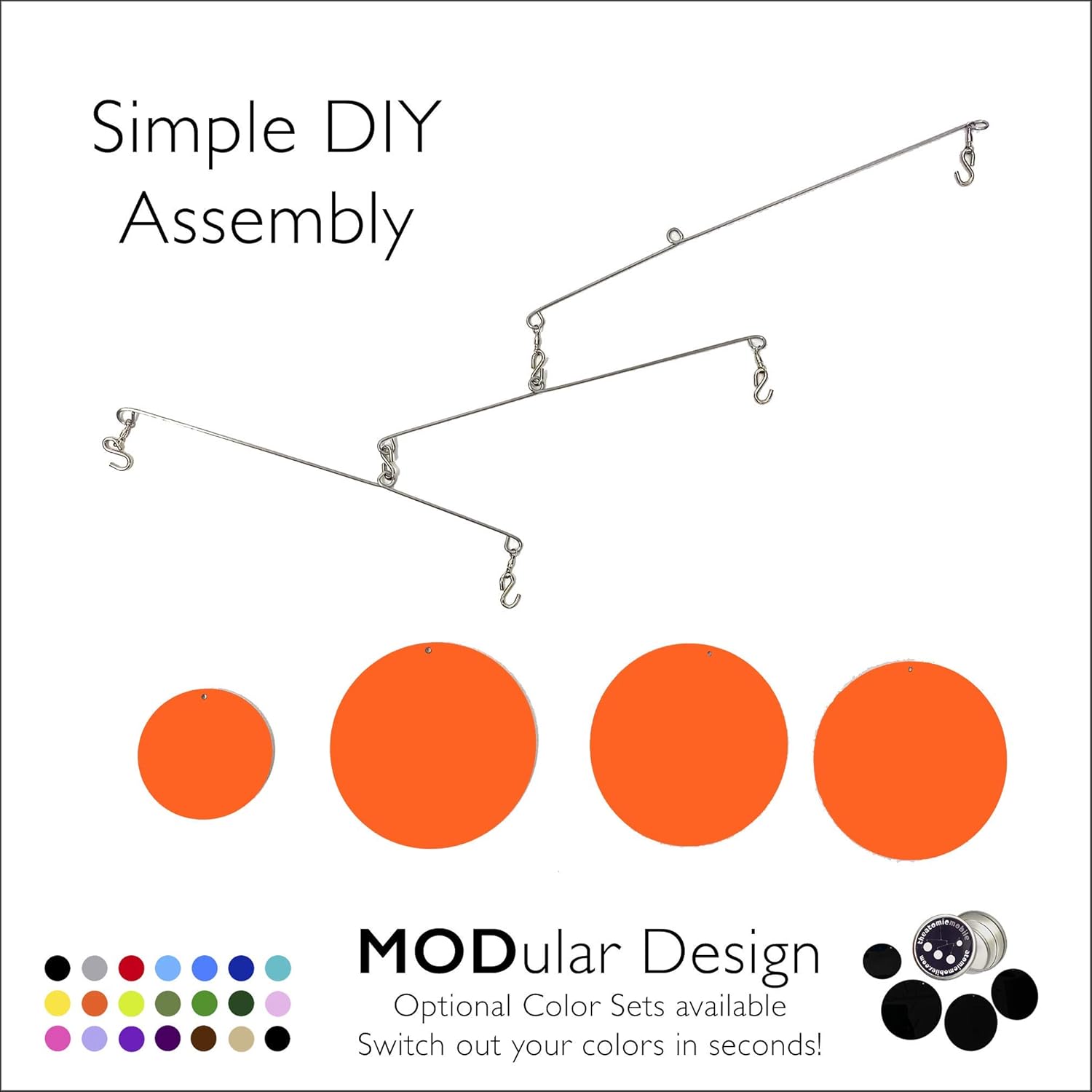 The Fab Mod Orange Hanging Art Mobiles - Mid Century Modern
