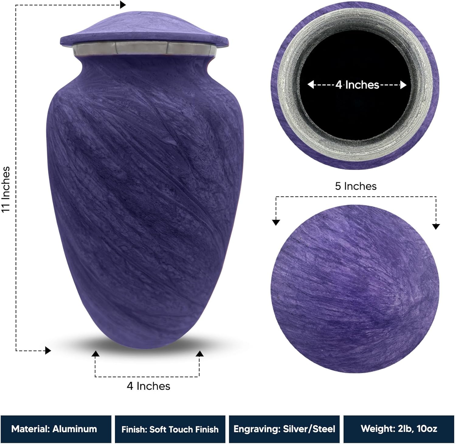 Custom Large Cremation Urn for Ashes - Personalized with Name Game Over Pixel Design 200 Cubic Inch Purple