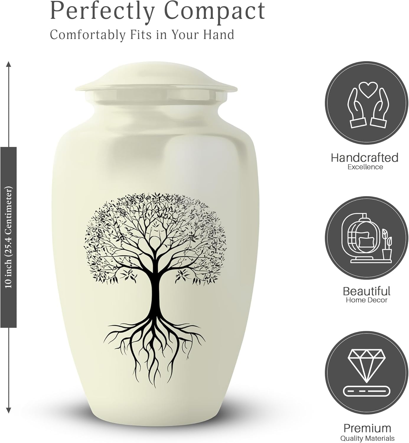 Tree Of Life Urns For Human Ashes - 10 Inch Large Cremation Urn With Velvet Bag