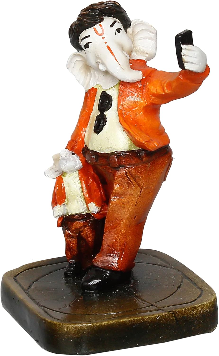 Handcrafted Polyresin Lord Ganesha Selfie Idol Decor Showpiece