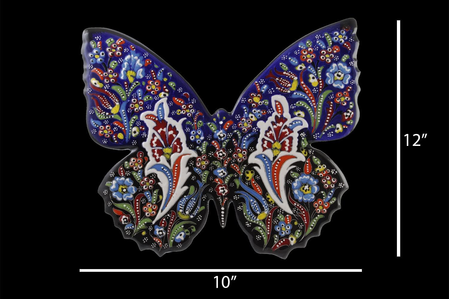 EliPOT 12 Inch Black Ceramic Butterfly Wall Sculpture