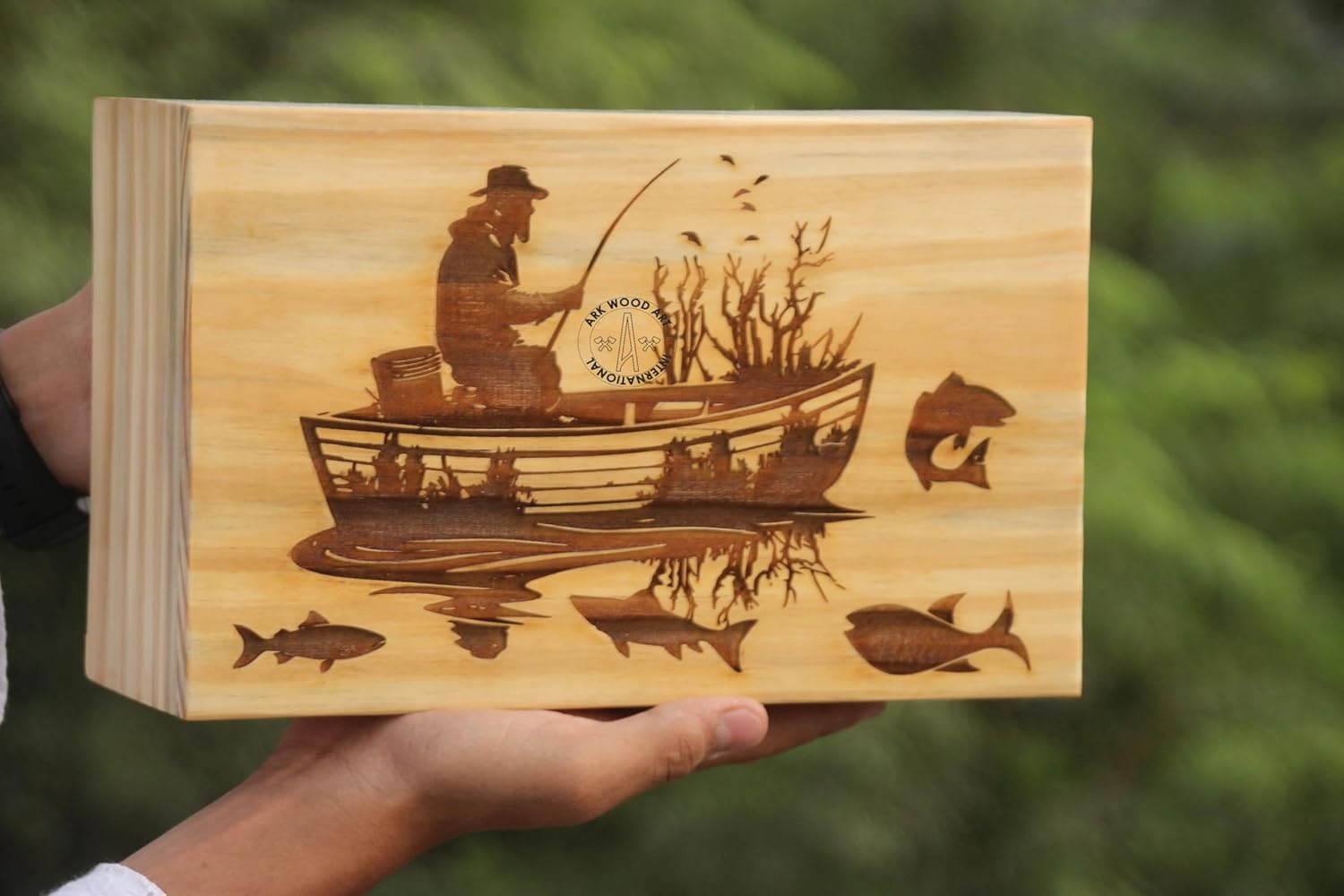 Fisherman Urn for Human Ashes Handmade Wood 250 LBS