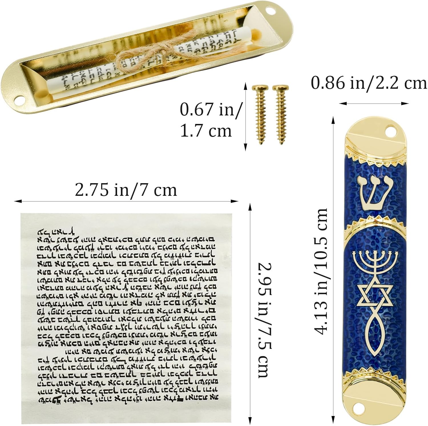 MrMrKura Blue Mezuzah with Scroll Door Decor