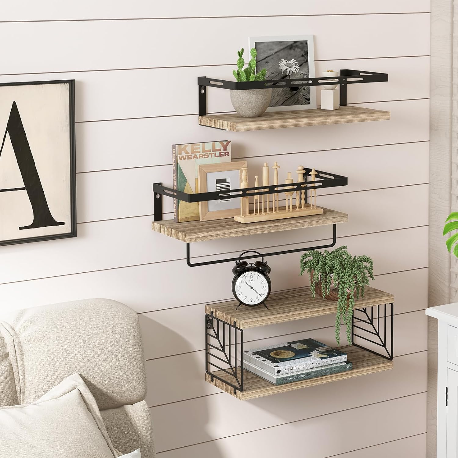 Fixwal 31 Floating Bathroom Shelf Over Toilet with Towel Bar