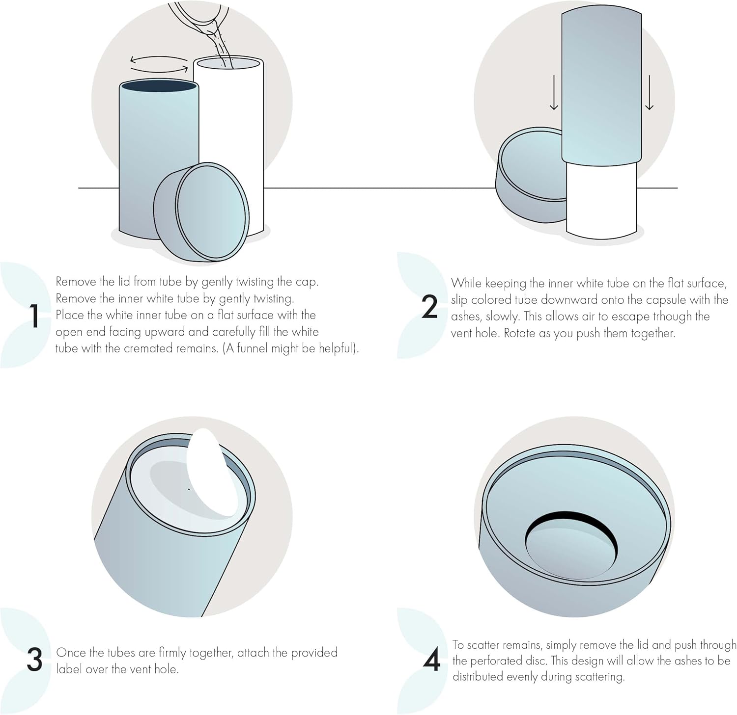 Aurora Borealis Scattering Tubes for Human Ashes TSAApproved Biodegradable Urns for Burial at Sea