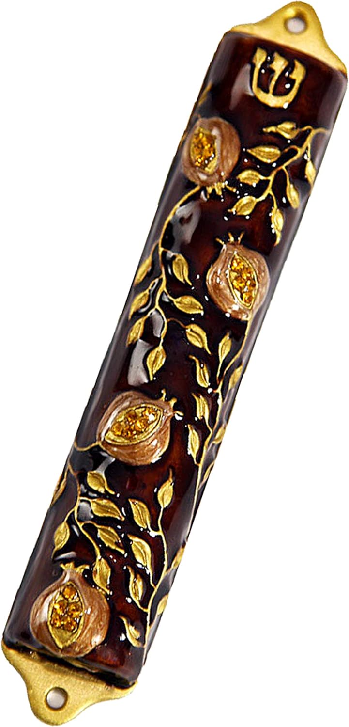 Bless This House Mezuzah Case Pomegranate Tree 4 Inch