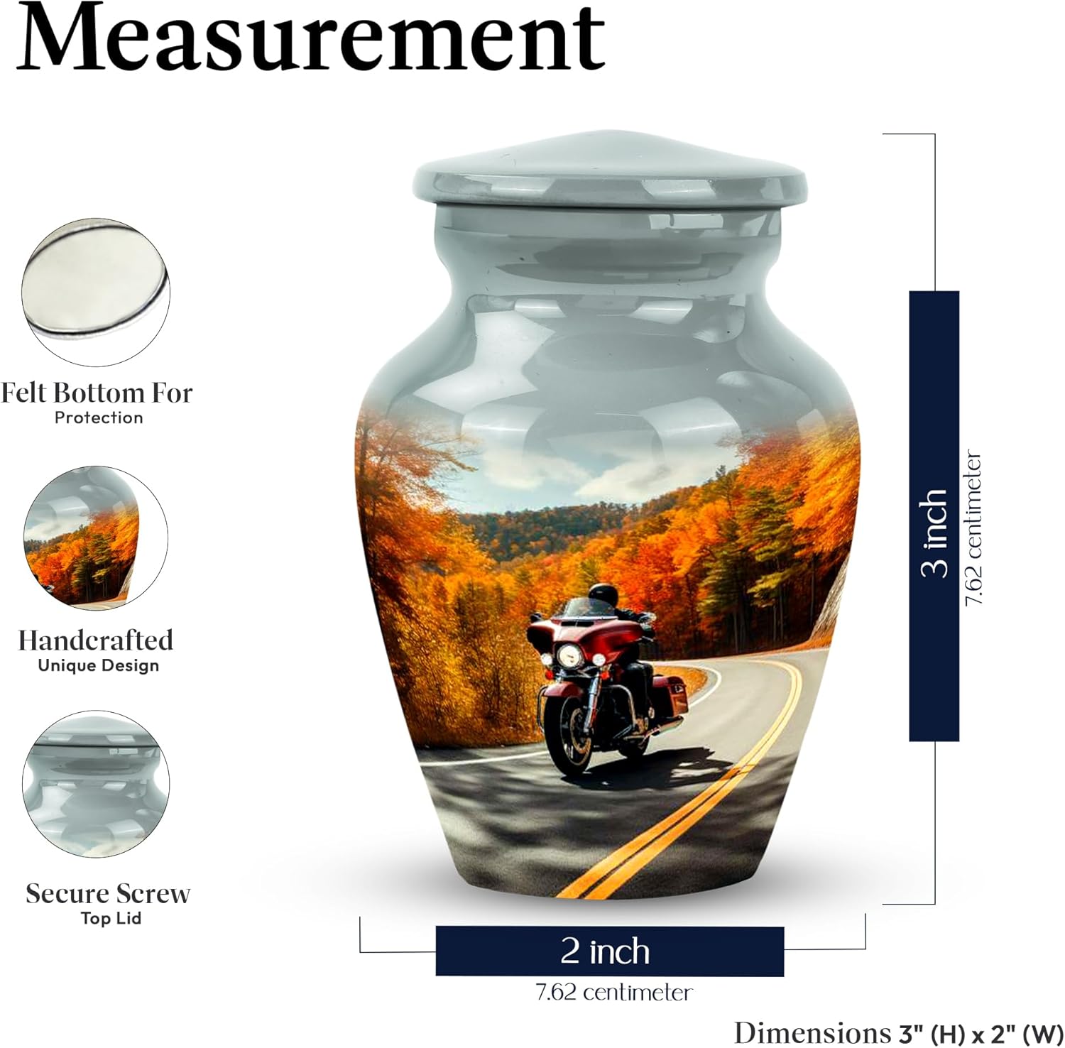 Elegant Motorcycle Urn 3 Inch Cremation Keepsake for Ashes