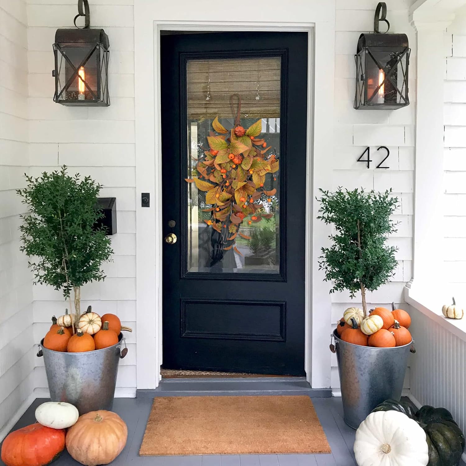 Fall Swag Door Decor 20in Autumn Teardrop Wreath