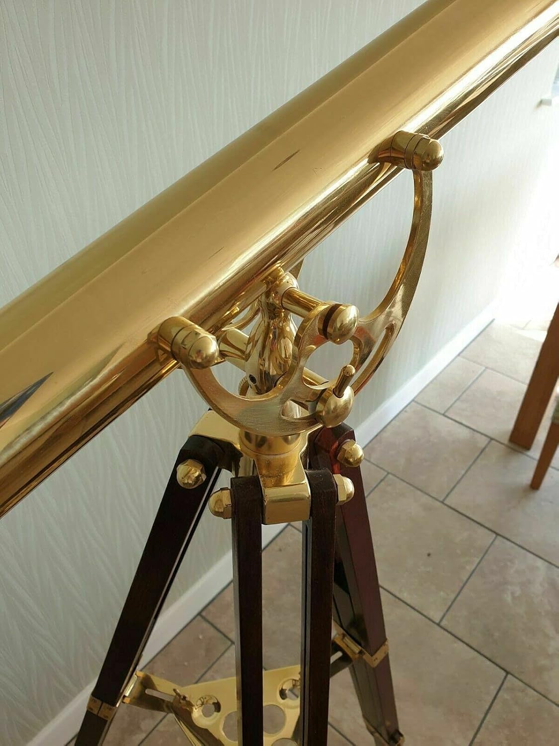 Antique Brass Telescope with Wooden Tripod Stand Decorative Gift Item Replica