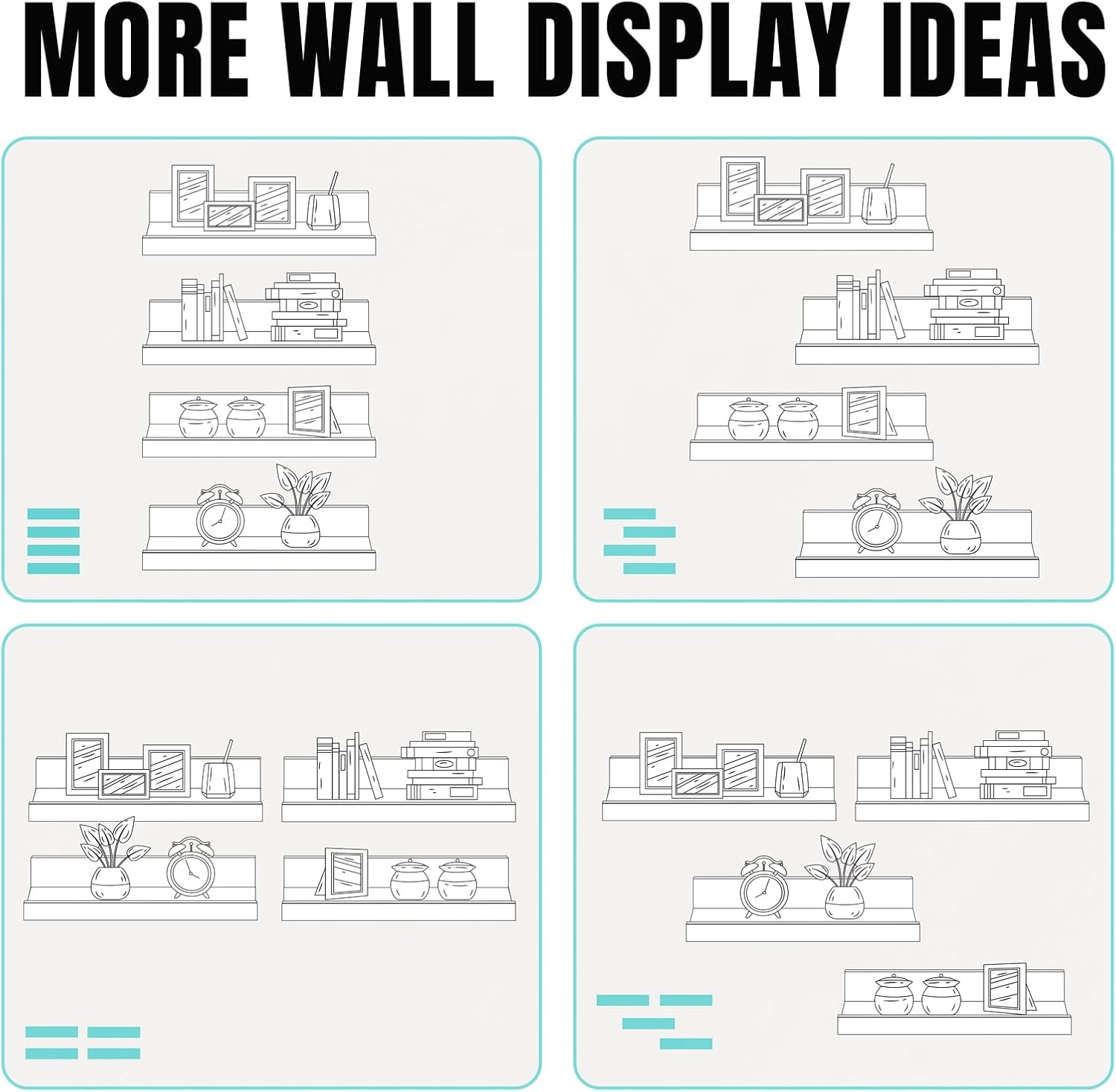LaVie Home Floating Shelves Set of 4 White 156 Inch Wall Storage