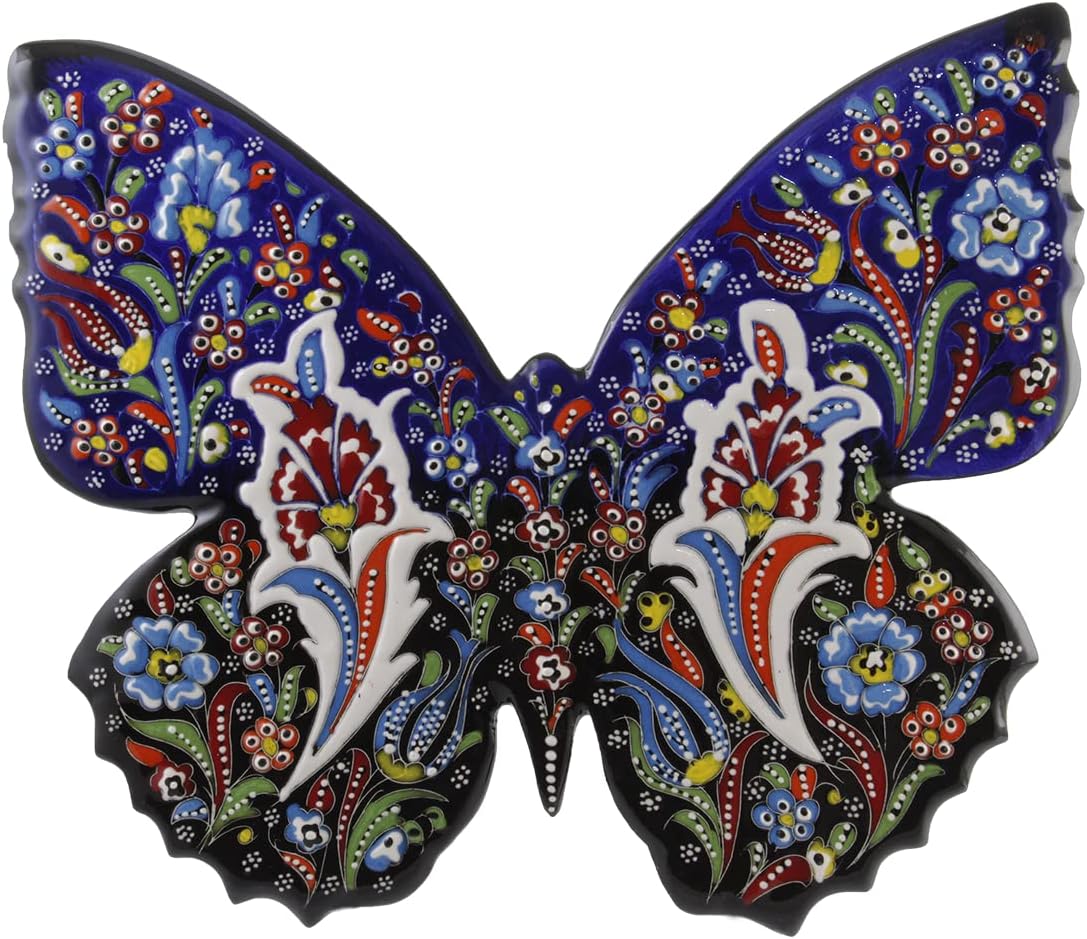 EliPOT 12 Inch Black Ceramic Butterfly Wall Sculpture