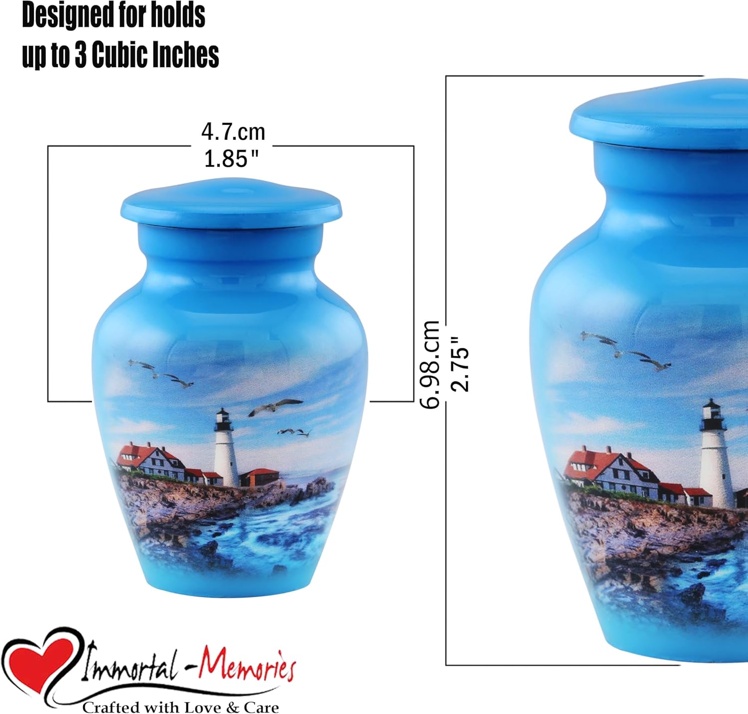 Lighthouse Keepsake Urn for Ashes - Mini Cremation Urn with Premium Case and Bag