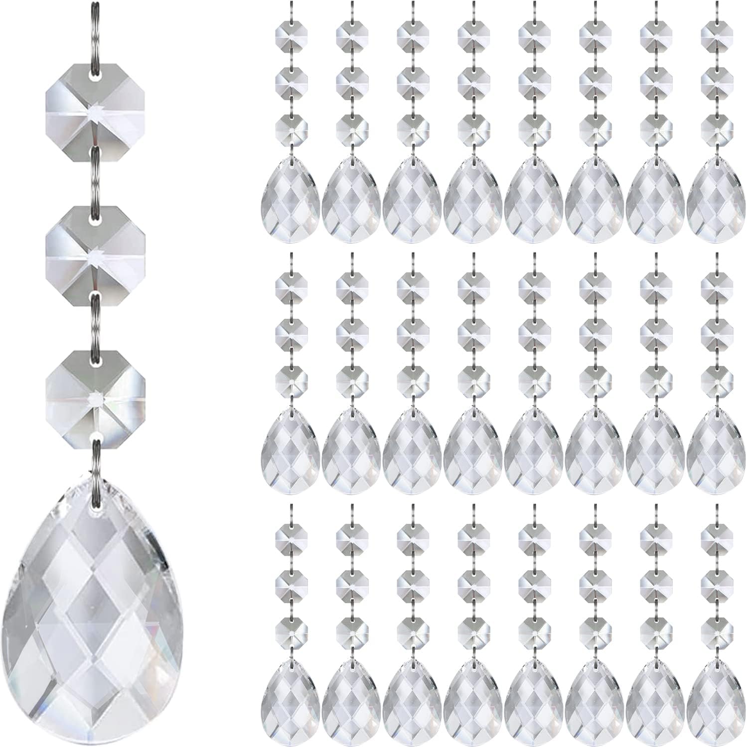 Jishi 30pk Crystal Teardrop Ornaments for Christmas Tree Decorations
