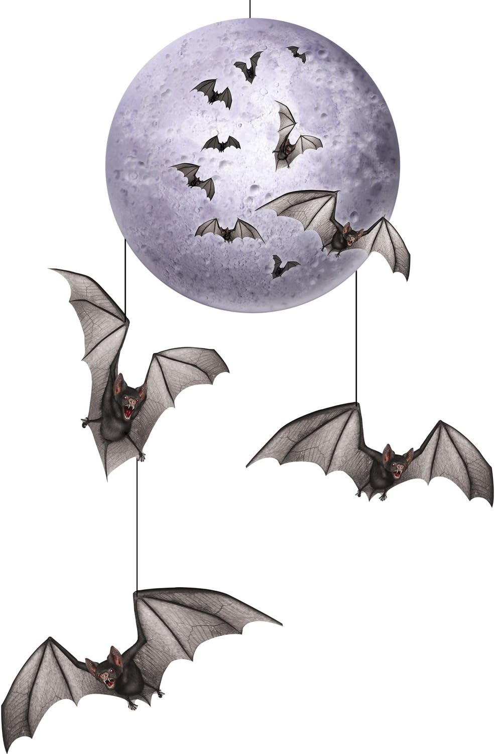 Beistle Halloween Moon and Bats Hanging Mobiles Box of 12