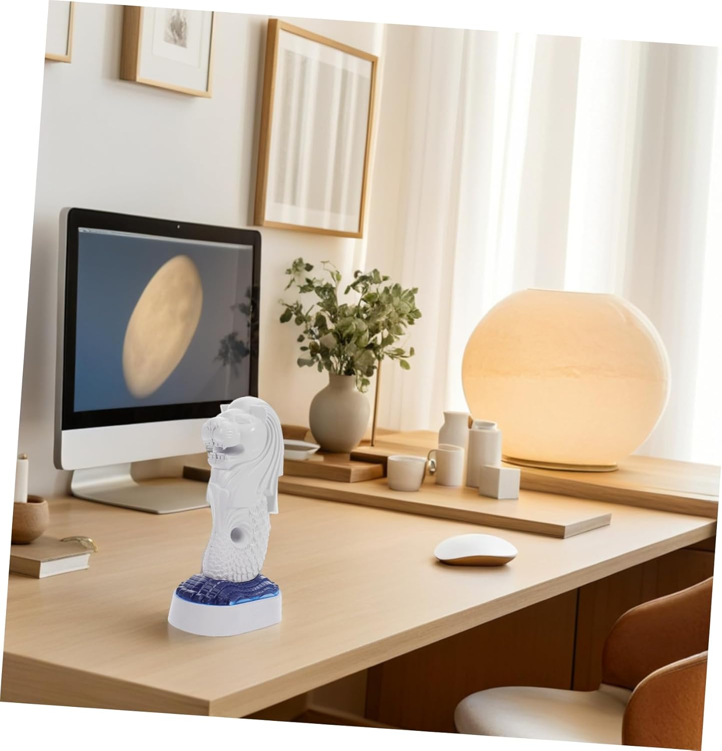 Wakauto Singapore Merlion Figurine Home Office Decor