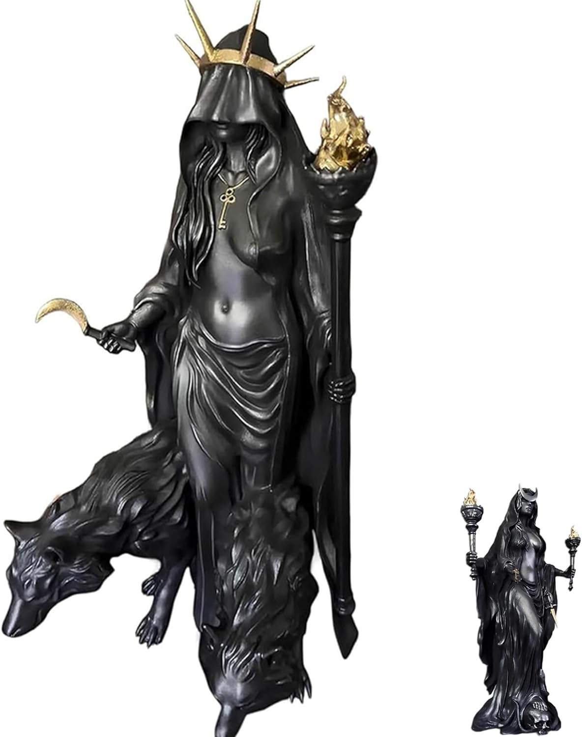 Hekate Statue Cold Cast Resin Witch Goddess Light Bringer