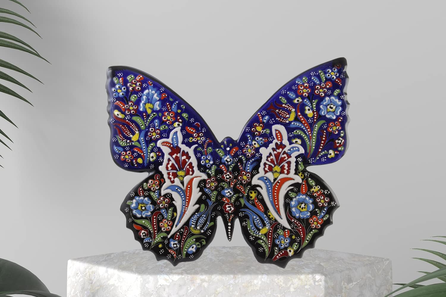 EliPOT 12 Inch Black Ceramic Butterfly Wall Sculpture