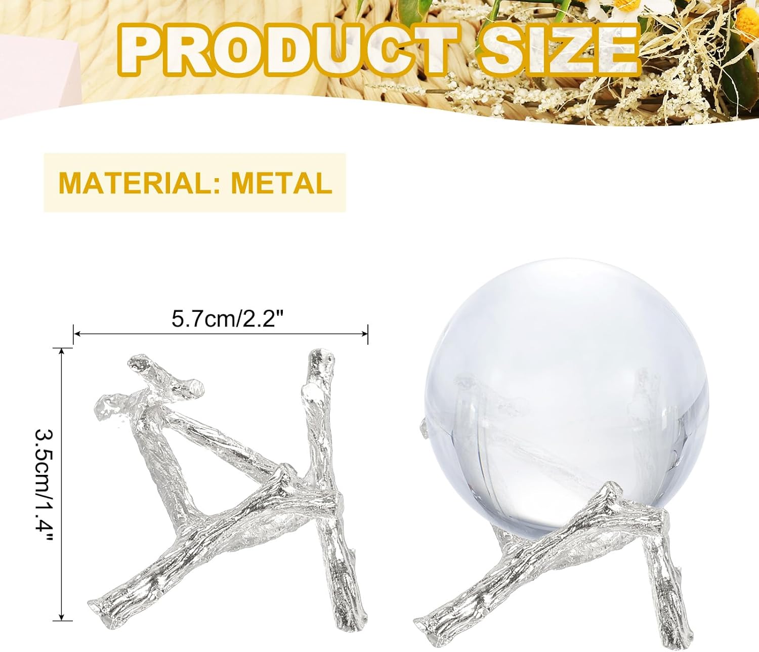 Uxcell Metal Crystal Ball Display Stand 22 Inch White