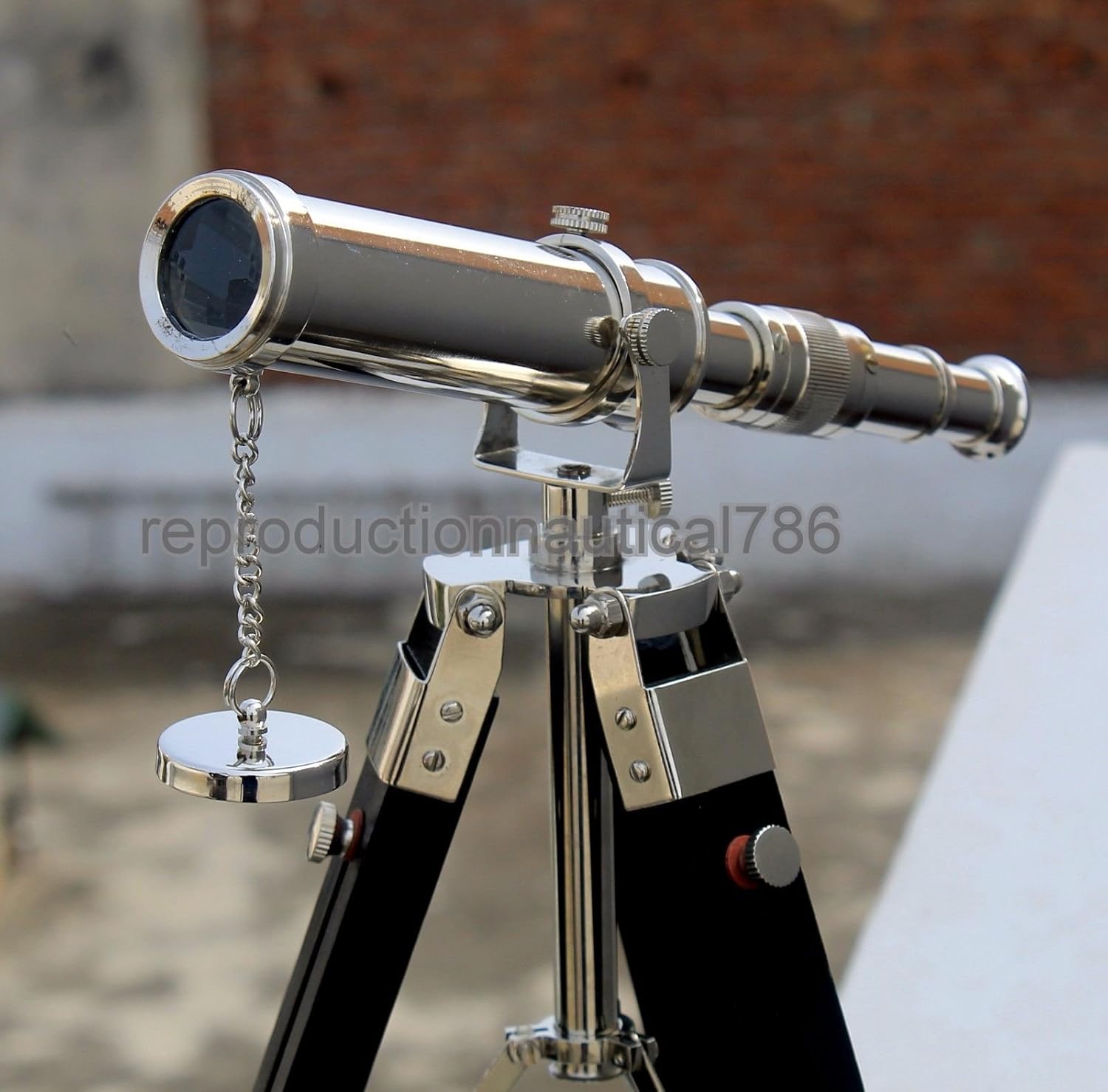 Mahira Nautical Vintage Brass Desk Telescope Wooden Tripod Decor