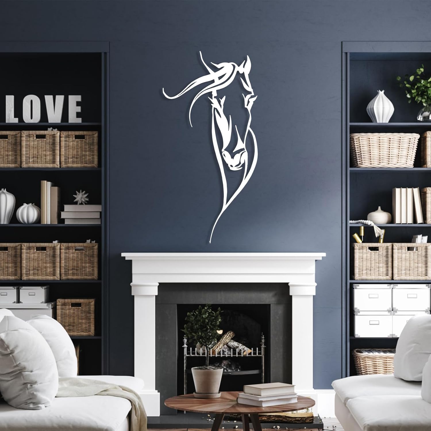 Cadeali Horse Wall Art Metal 30x15 Black