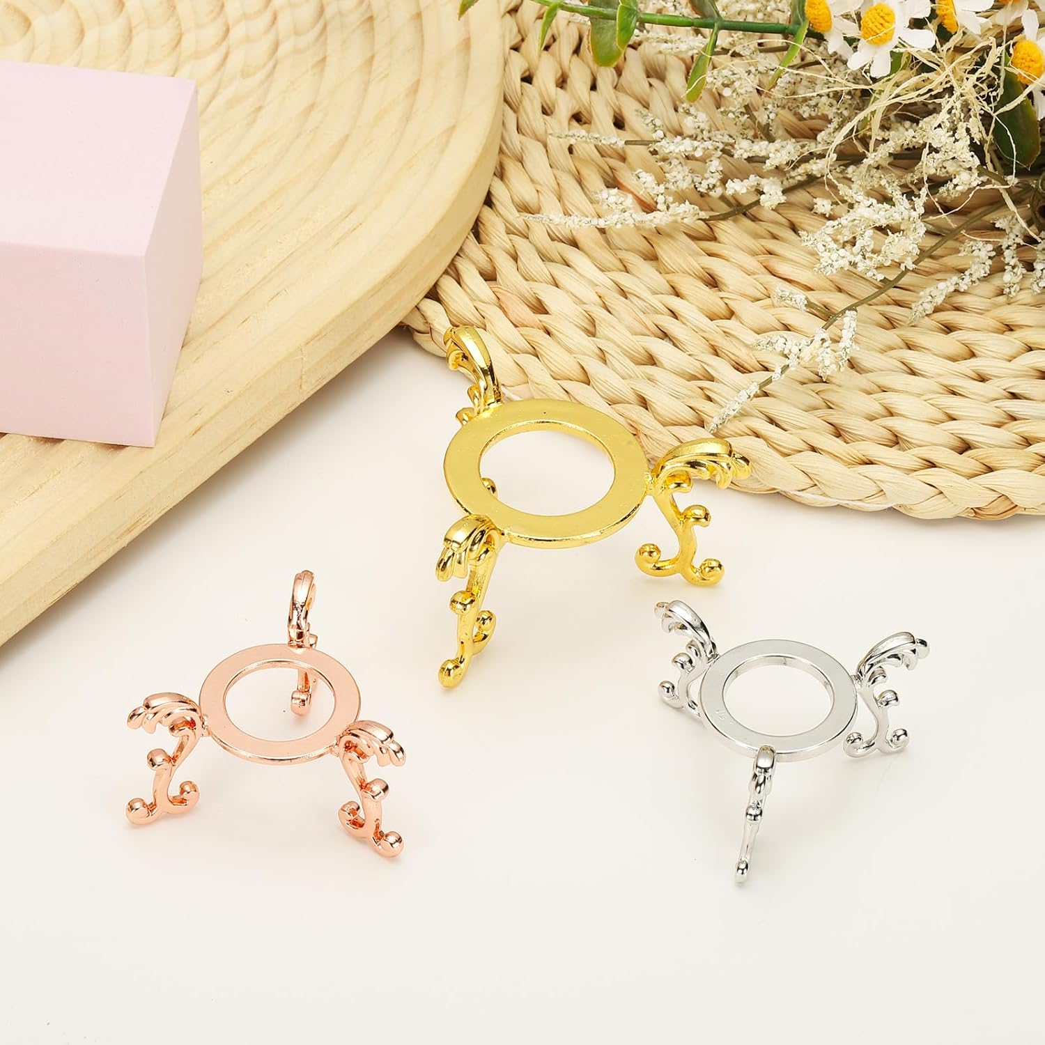 Uxcell 2pcs Rose Gold Crystal Ball Display Stand