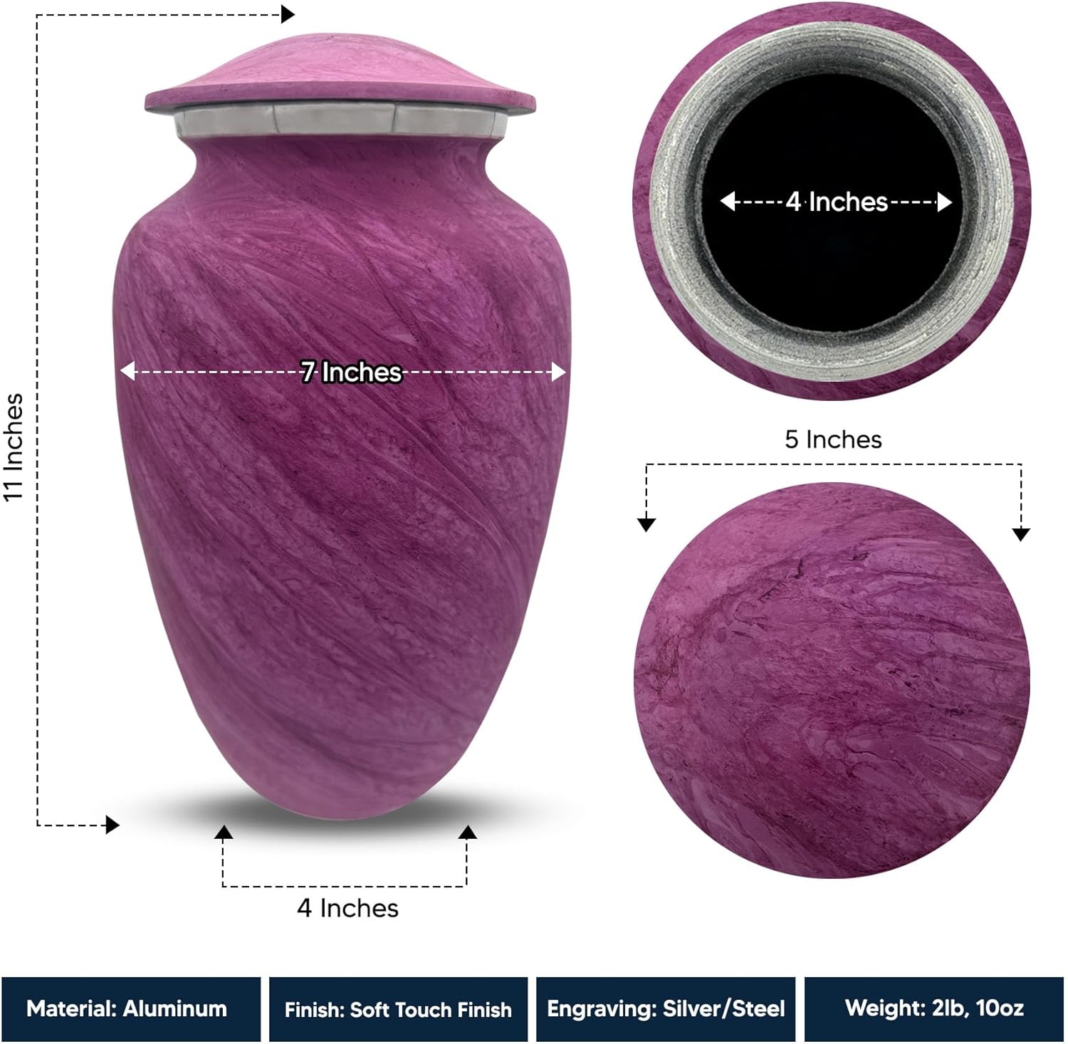Custom Large Adult Cremation Urn with Funny Design - 200 Cubic Inch Pink