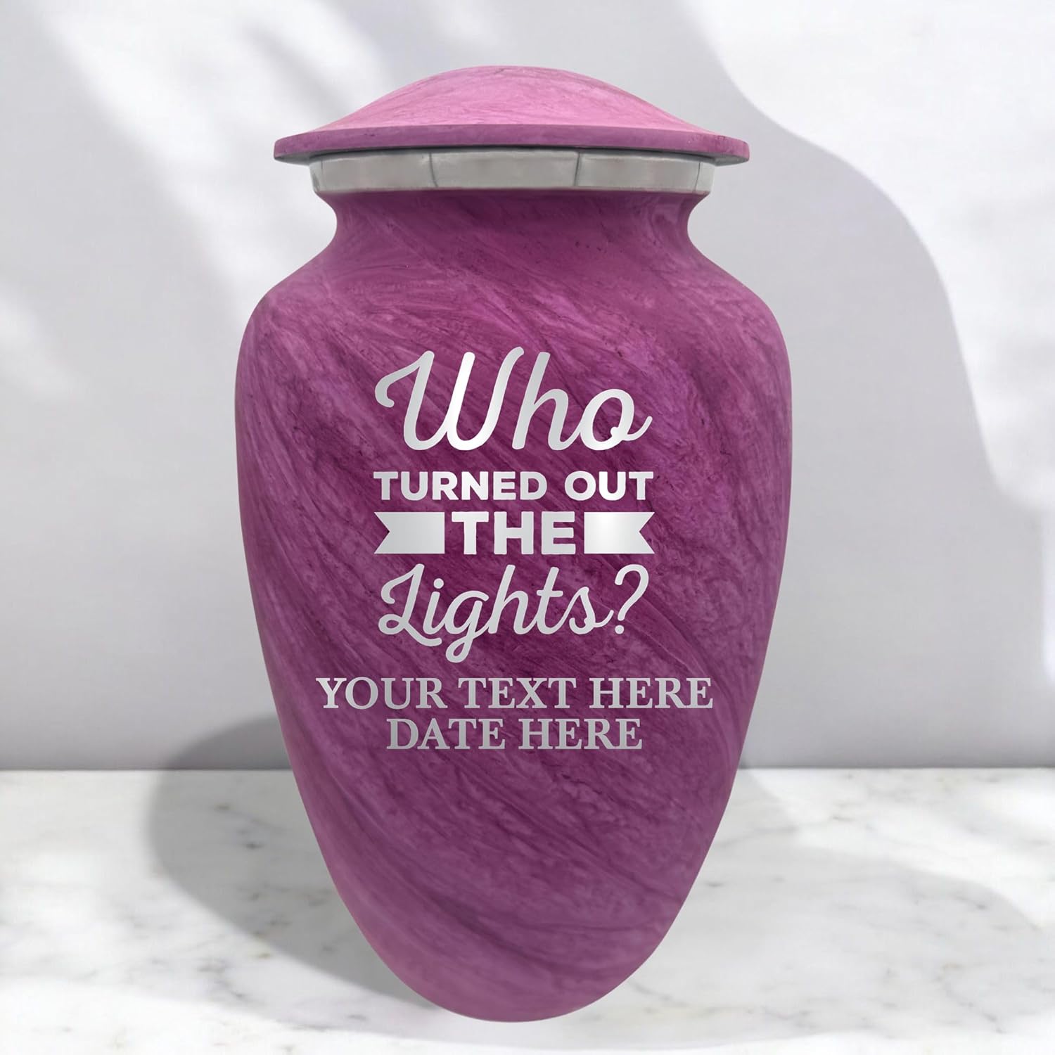 Custom Large Cremation Urn with Funny Design and Name - 200 Cubic Inch Pink