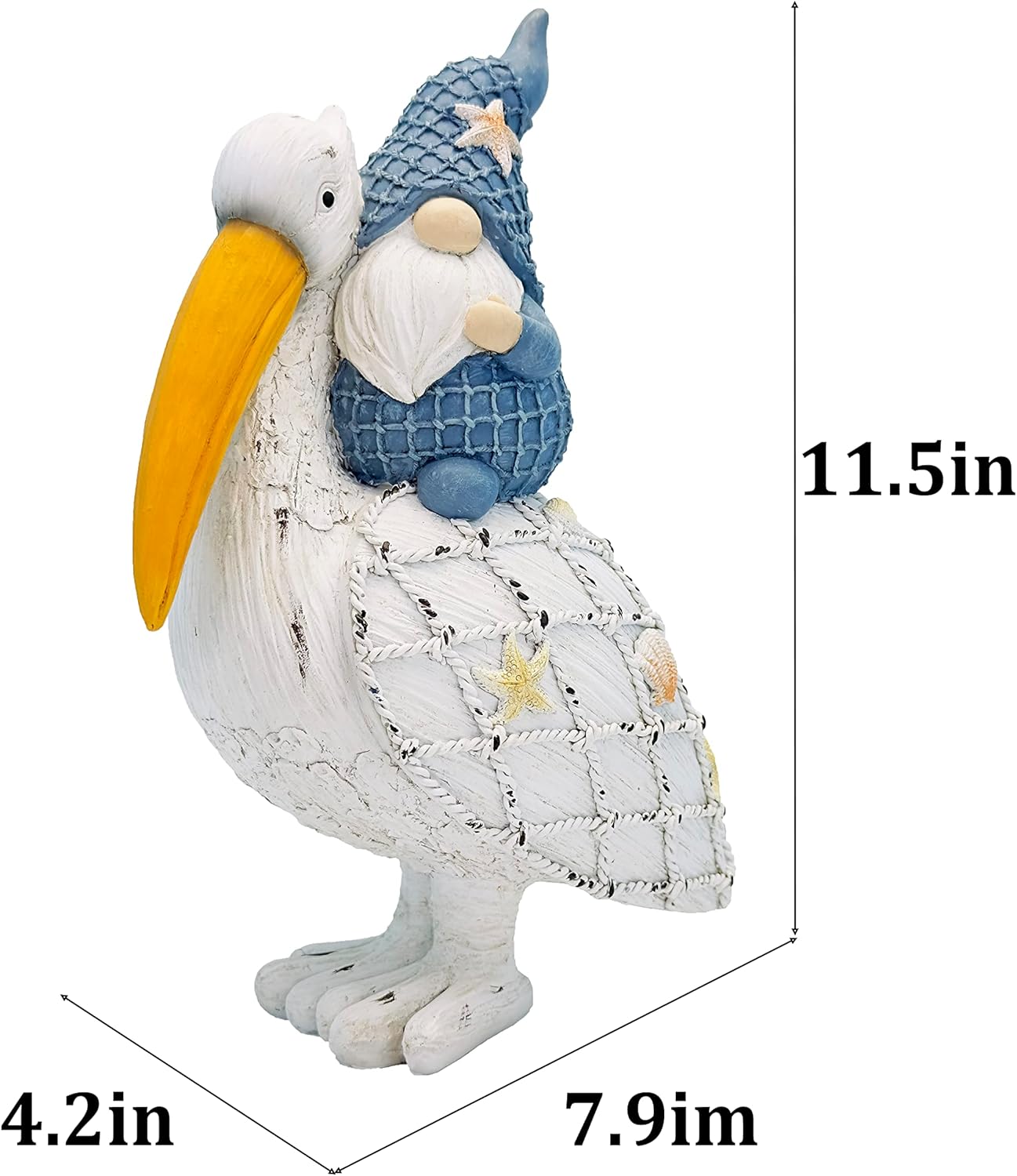 115in Pelican Gnome Figurine Decor for Home