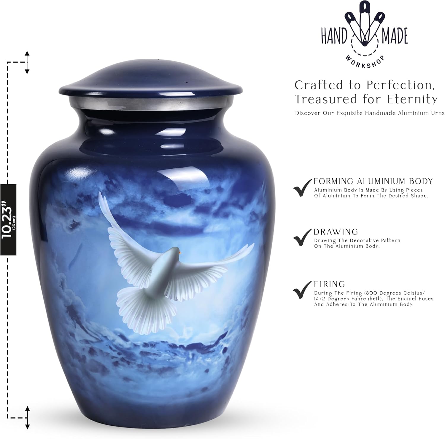 YATSKIA Peace Dove Ash Urn - Large Metal Decorative Memorial Cremation Urn for Mom Dad