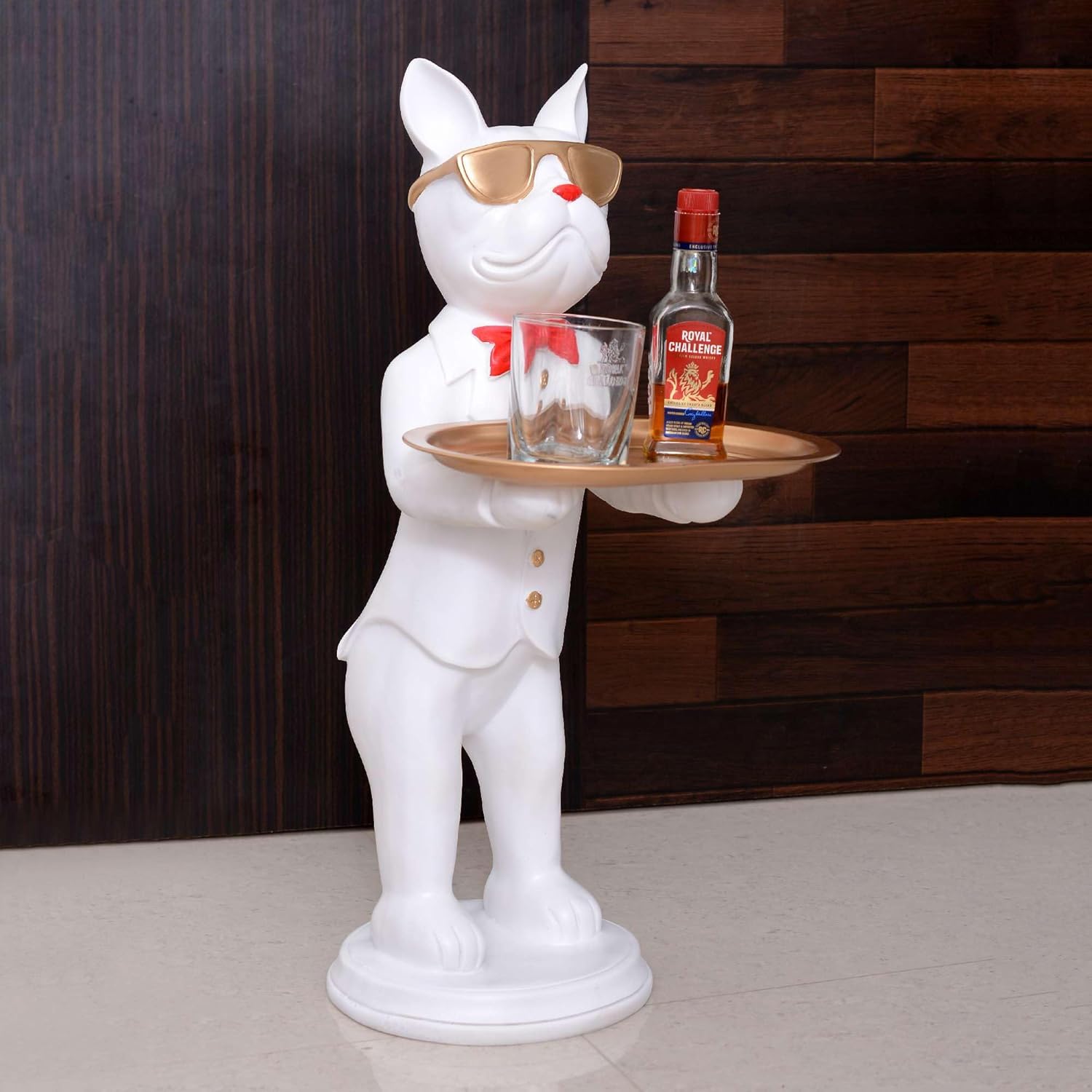 Cool Dog Statue with Plate for Home Decor