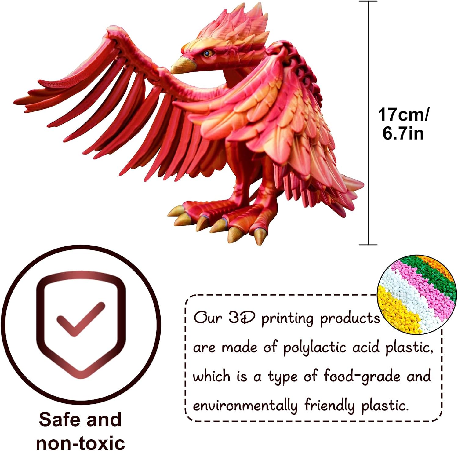 Phoenix Cool 3D Printed Animal Statue - Realistic 611 Inch Desktop Decoration