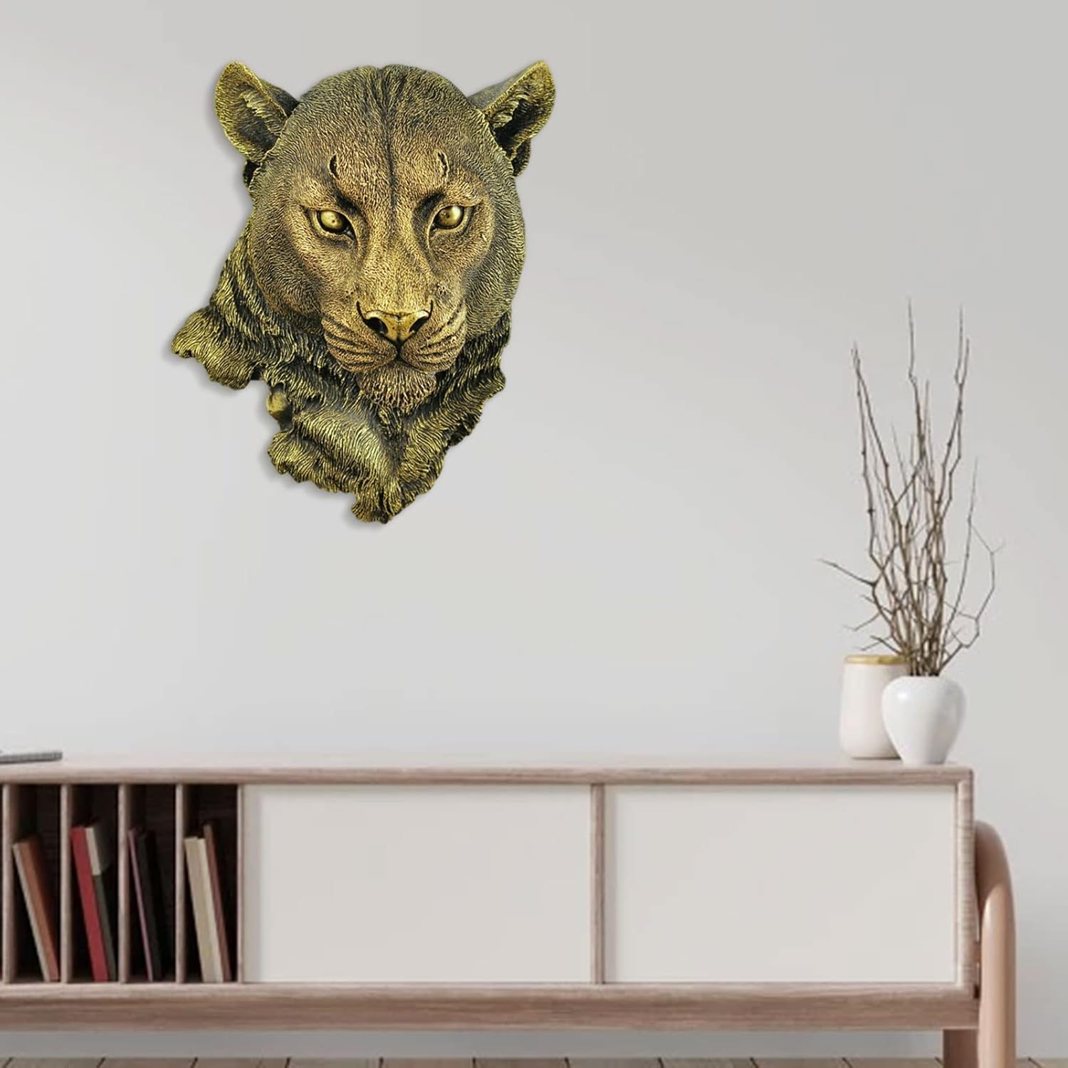 Leopard Head Wall Decor Durable Resin Sculpture for Home Living Room Bedroom Kitchen Decor