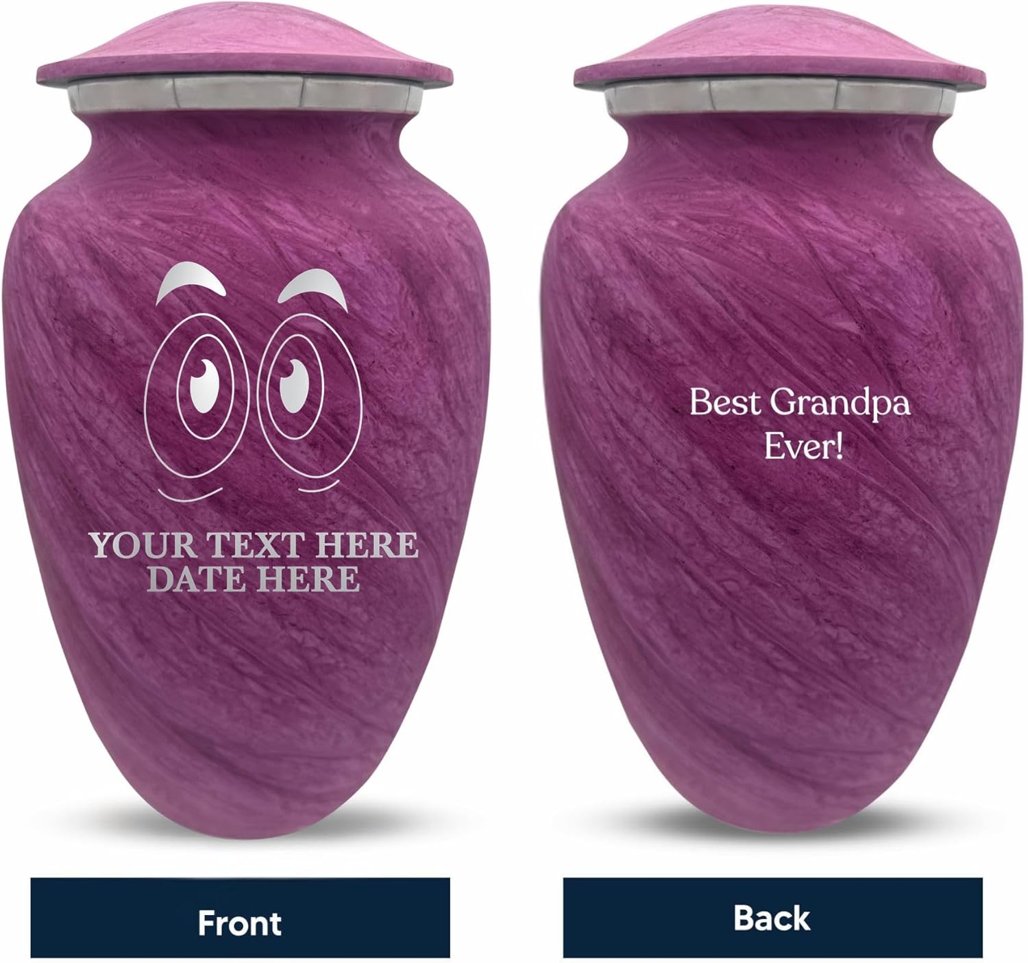 Custom Large Cremation Urn with Funny Eyes - Pink