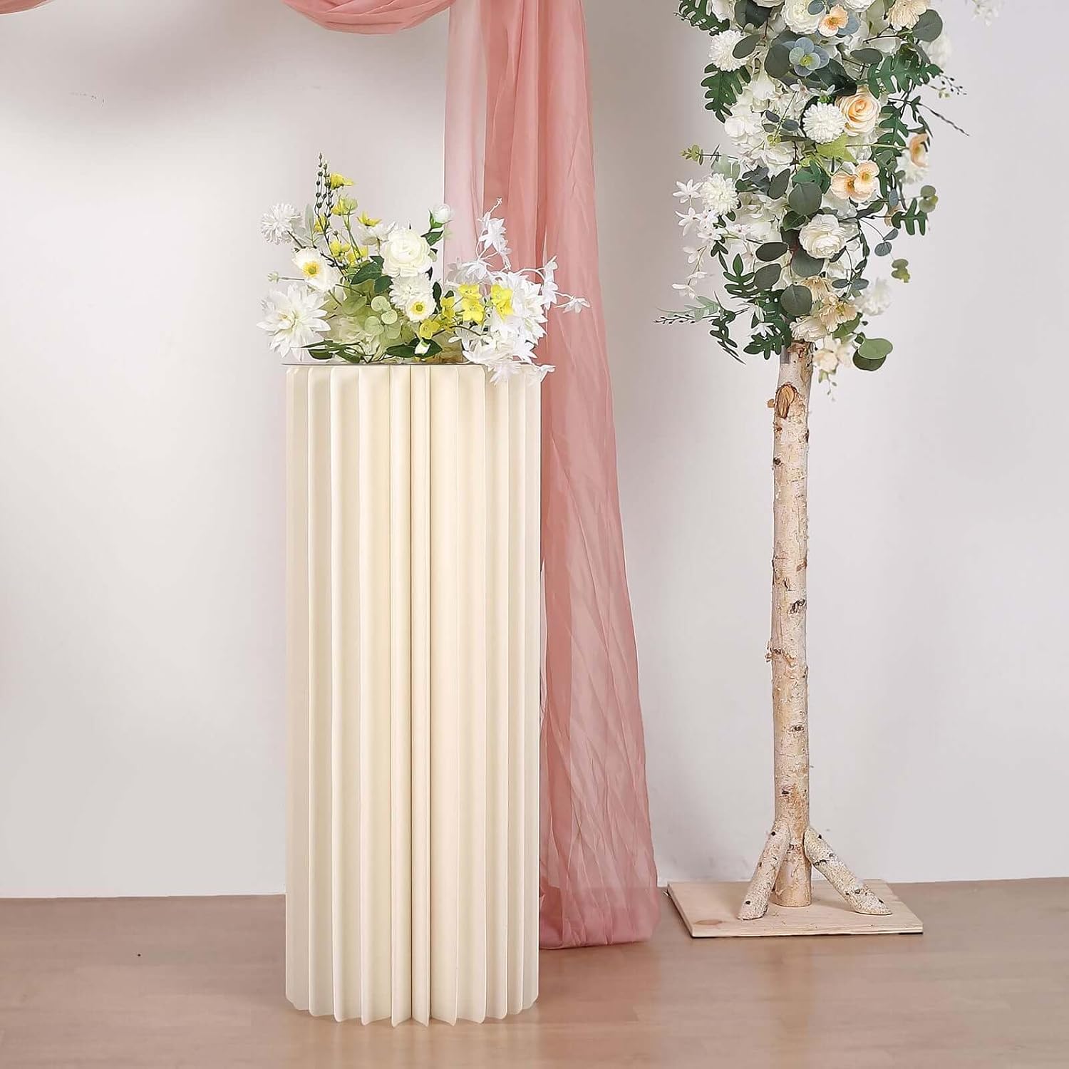 Efavormart 40 Inch Ivory Accordion Folding Pedestal Box